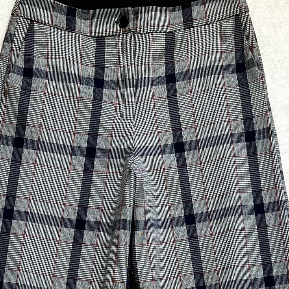STELLA NOVA WOMENS NAVY PLAID WIDE LEG PANTS SIZE 36 or SMALL CONTEMPORARY - Picture 7 of 11